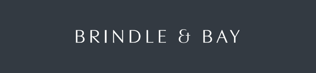 Elegant minimalist logo for 'brindle & bay' on a dark background, showcasing a modern and stylish font.