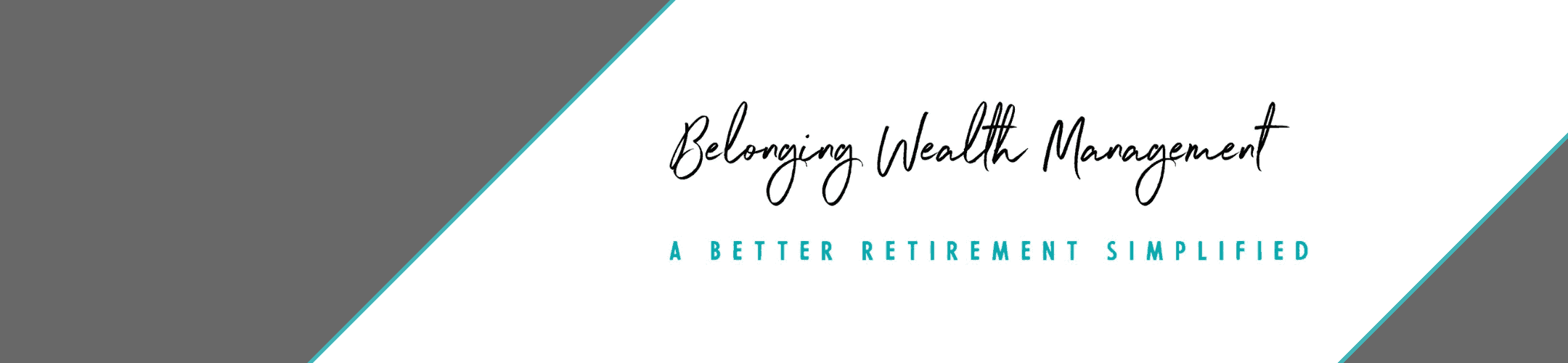 Diagonal gray and white design with teal accent lines. Text reads 