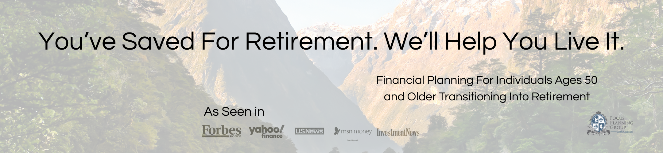 A scenic mountain valley background with text: 