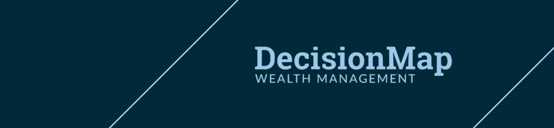 Blue background with two diagonal white lines and the text 