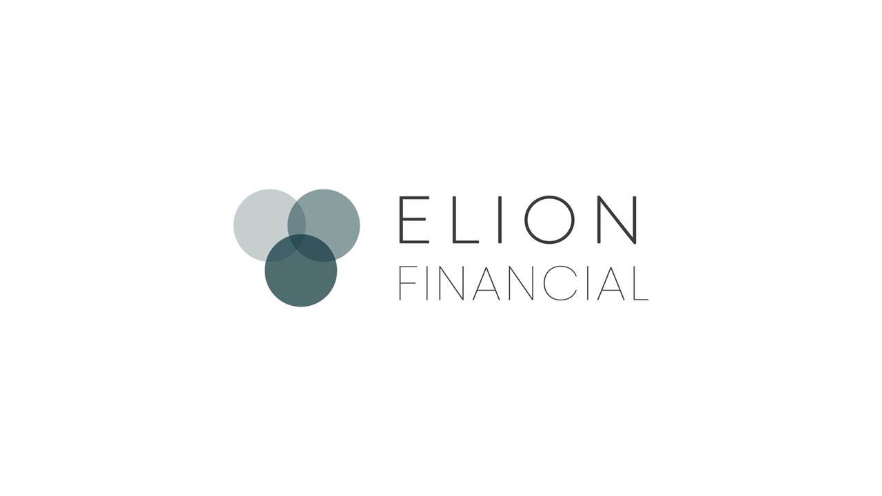 Logo for Elion Financial. Three overlapping circles in varying shades of blue are on the left, with “ELION” in thin black letters and “FINANCIAL” in lighter gray capital letters to the right.