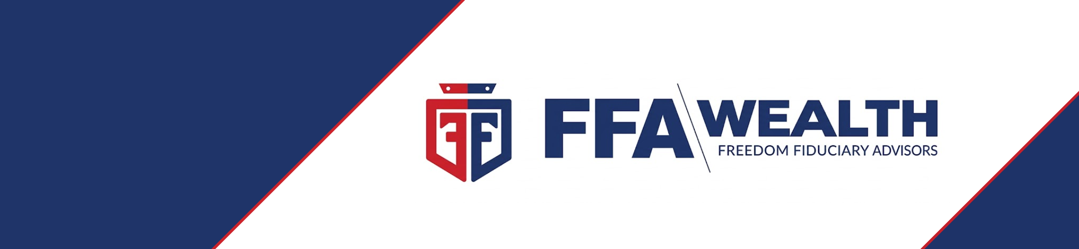 Logo for FFA Wealth (Freedom Fiduciary Advisors), featuring a red, white, and blue shield design with the letters 